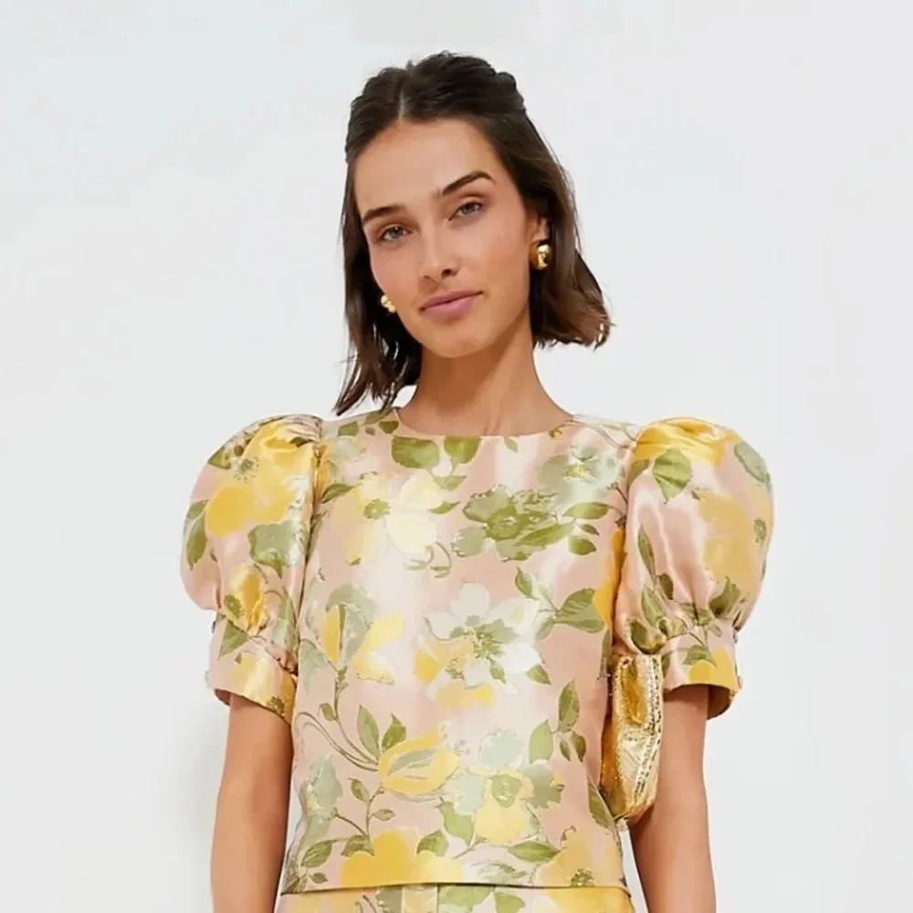 NWT! Tuckernuck POMANDER PLACE Floral Lotus Jacquard Thea Blouse X-Large